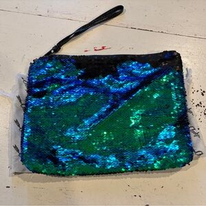 Shimmering Sequin Wristlet - Black, Green, and Blue